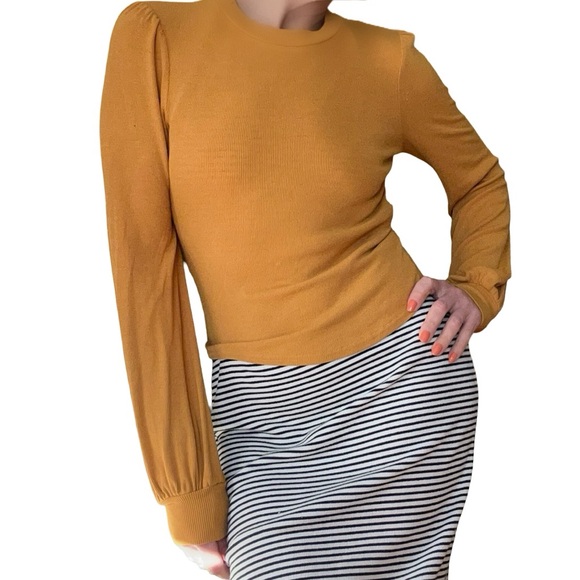 Lulus Burnt Orange Ribbed Stretch Top Blouse Size Small - Picture 5 of 7